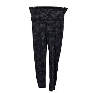 Spanx Leggings Womens Large Black Camo Look At Me Now Seamless High Waist Pocket